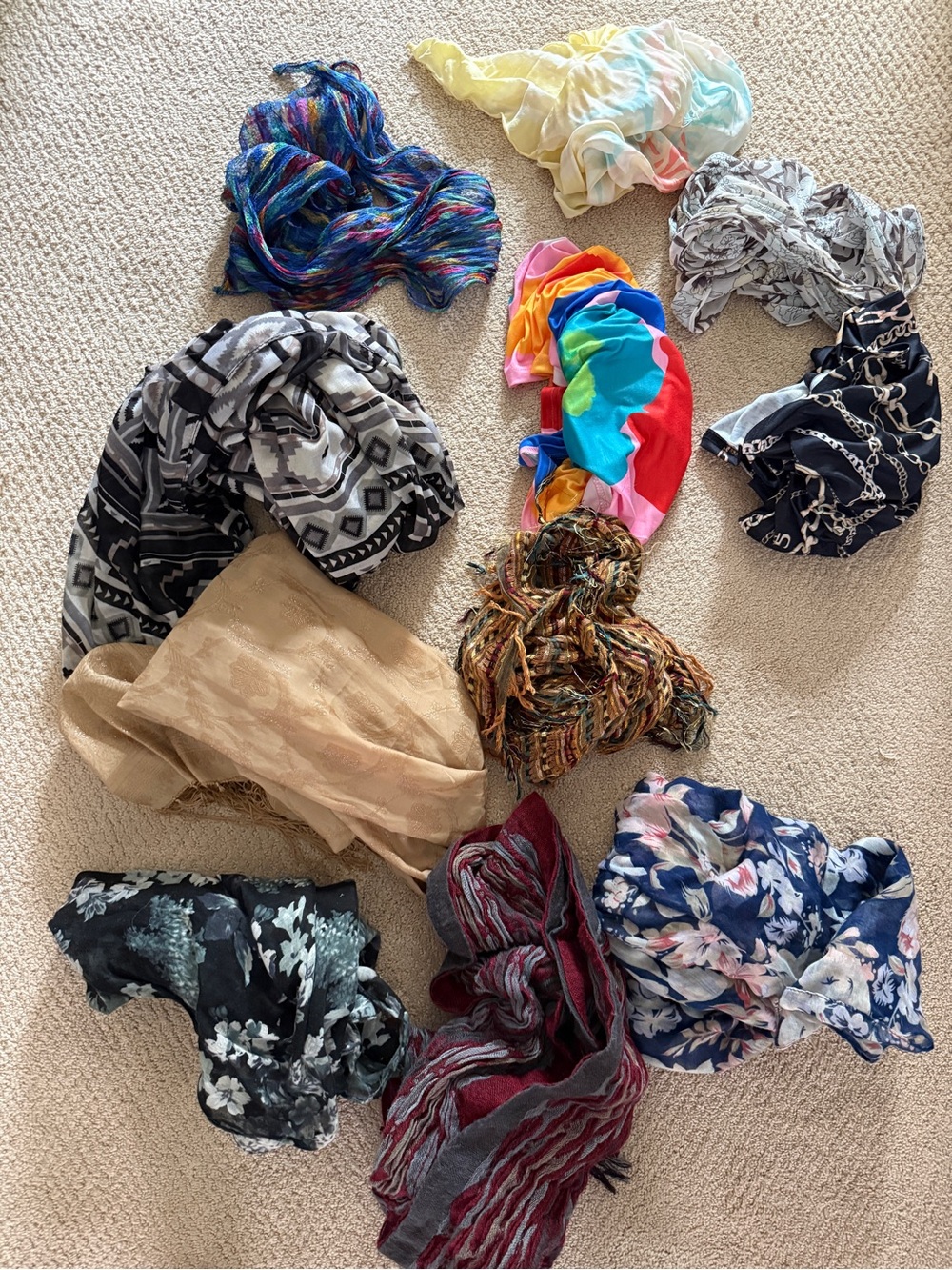Assorted Women's Fashion Scarves 11 pcs - Multicolor Pack